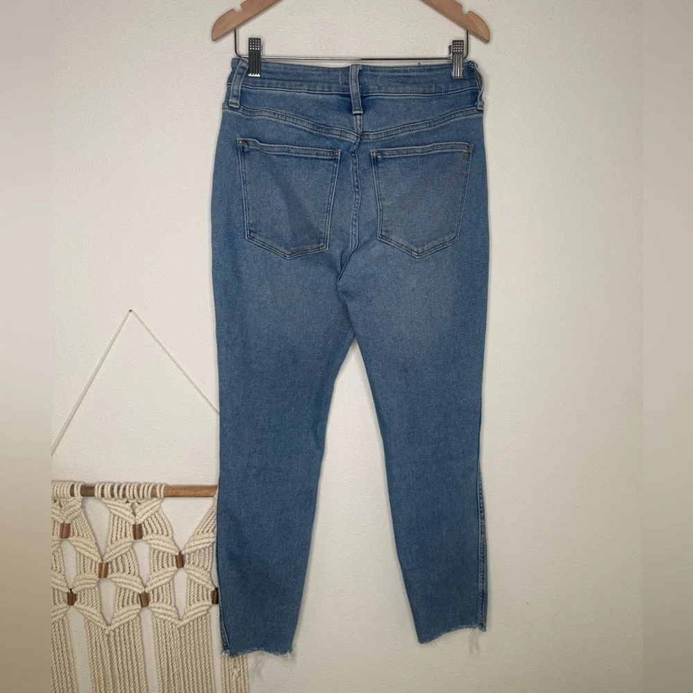 Madewell Denim Jean Curvy Skinny High-Rise Raw hem blue jeans Petite